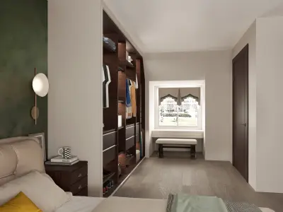 Modern Bedroom Interior Scene 360 Panorama Virtual Tour Ready 3D model