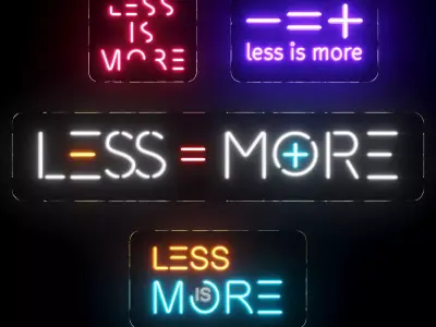 Less Is More Neon Sign Set 3D model