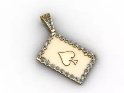 Ace of Spades Pendant   Diamond Border Luxury Card Jewelry STL 3D print model