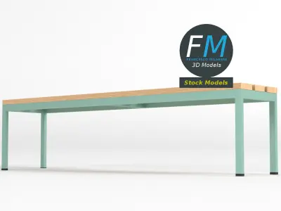 Locker room bench 4 3D model