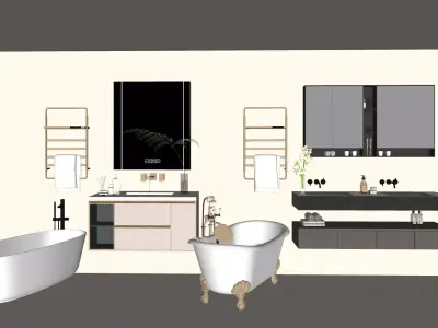Italian Light Luxury Bathroom 3D model