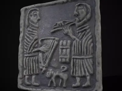 Musicians Relief Sculpture Low-poly 3D model