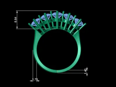 Italian Five Stones Ring Free 3D print model