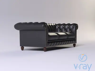Decorative set    statue and  Sofa Low-poly 3D model