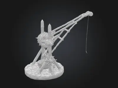 Siege Tower Crane Medieval Wood STL OBJ 3D model