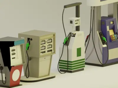 Gas Pump Pack - 9 Different Years 3D model