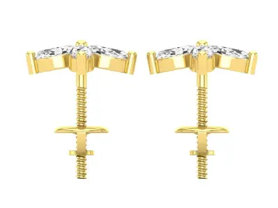AV 669 Marquise Diamond Womens Flower Shaped Stud Earrings 3D print model