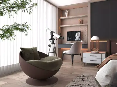 Modern Bedroom Scene 30 3D model