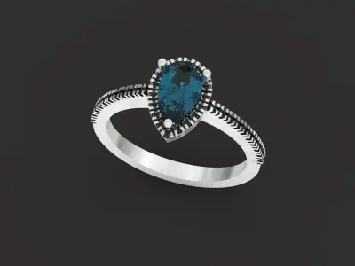  engagement ring with pear stone  3D print model