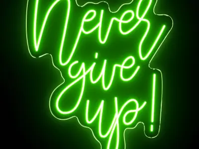 Never Give Up Neon Sign 3D model