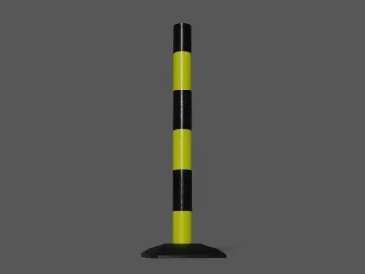 Police Line Do Not Cross Tape and Post Low-poly 3D model