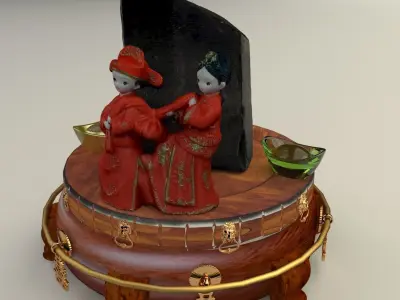 Chinese wedding doll 3D model buy