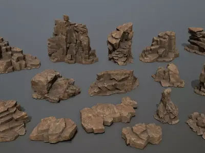 desert rocks Low-poly 3D model