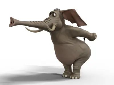 Elephant Cartoon Rigged Low-poly 3D model purchase