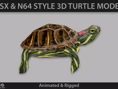 PSX Style Turtle Low-poly 3D model