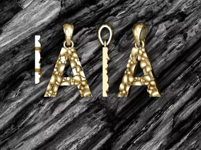 A LETTER Alphabet ROCKS PENDANT 3D print model 3D print model