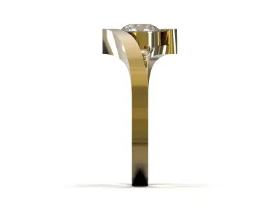 Solitaire STL 3D printable gold Ring Modern Bypass model sr0112 3D print model