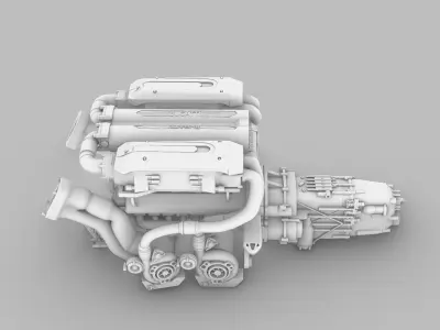 bugatti chiron w16 engine 3dprint  3D print model