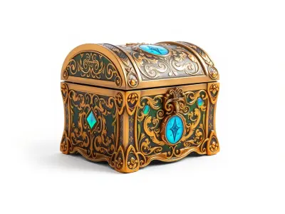 Enchanted Treasure Chest with Filigree and Inlays model pack Low-poly 3D model