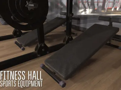 Fitness hall - sports equipment 3D model