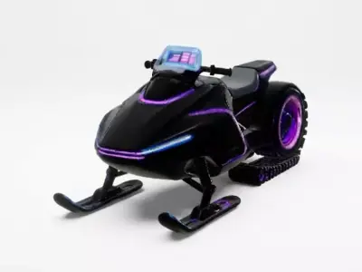 Stylized Neon Snow-Speeder 3D Model Low-poly 3D model