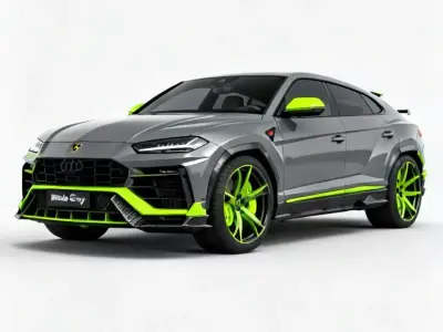 Aggressive Neon And  Grey Sport SUV 3D Model Low-poly 3D model