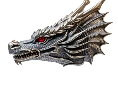 Silver Dragon Head model pack Low-poly 3D model