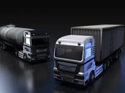 Flat-nose Truck Low-poly 3D model