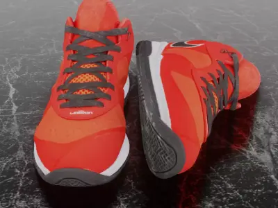 NIKE LEBRON 8 V2 SOLAR RED 3D SHOES 3D model