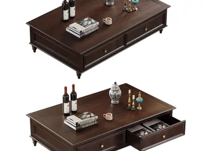 American style tea table combination 3D model 3D model