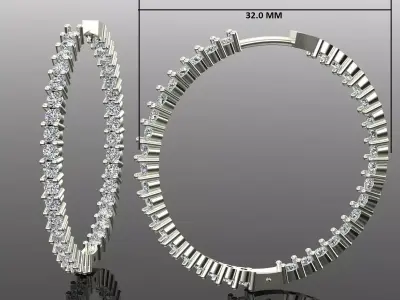 Women Diamond Earrings 3D print model 4