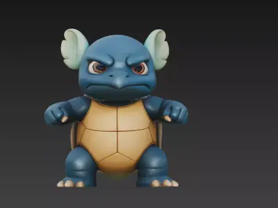 Chibi Turtle Warrior  Stylized 3D Character Model Low-poly 3D model