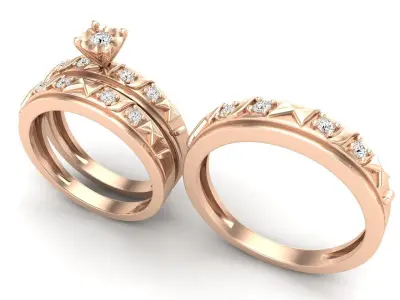Diamond jewelry ring and band for woman 3D print model
