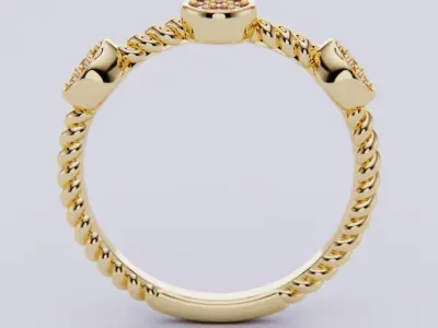 Twisted Rope Cluster Diamond Station Stackable Ring 3D print model