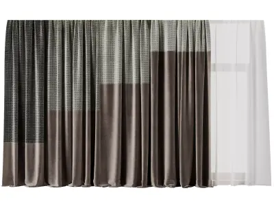 Set of soft silk curtains with wrinkles Patterned collections 35 Low-poly 3D model