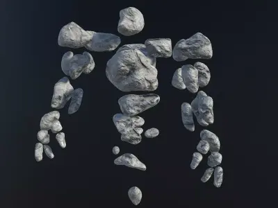 Stone elemental low-poly game engine ready 3D model Low-poly 3D model