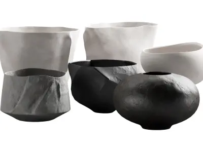 302 decorative vases and pots 02 deformed folded relief vase 3D model