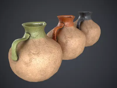 Vase Old Painted Low-poly 3D model