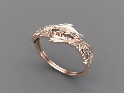 Womens Diamond Signet Ring Women Rings 3dmodels 3D print model 3D print model 42