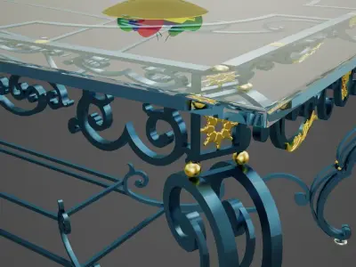 Wrought iron rectangular table 3D model