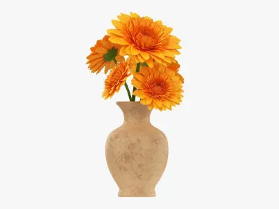 Gerbera in vase v1 3D model