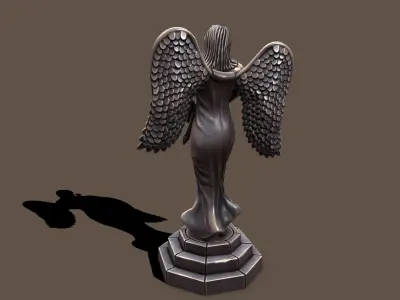 Statue woman keeper Low-poly 3D model