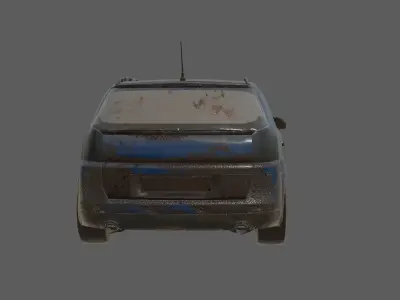 abandoned cars destroyed vehicles Low-poly 3D model