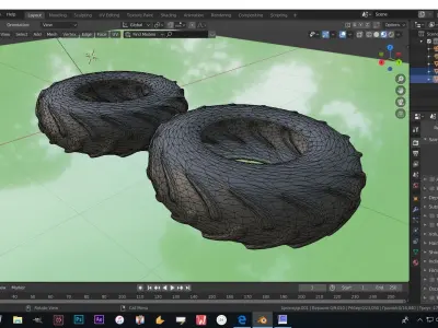 tractor tires Low-poly 3D model