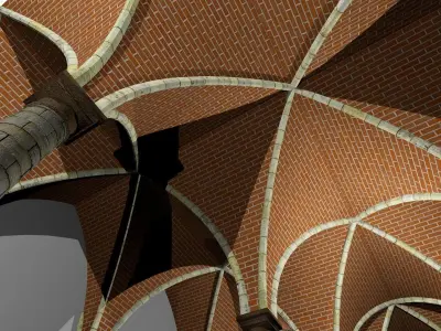 Vaulting 4-3   Renaissance  750cm spaced  with thick curbs Low-poly 3D model