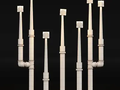 Candlestick set 5 four candlesticks - four candlesticks 3D model