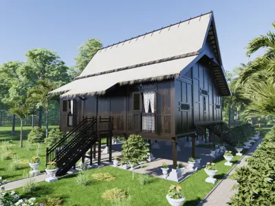 Pahang Traditional House of Malaysia 3D model