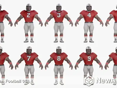 American Football Touchdown Character 06A Low-poly 3D model