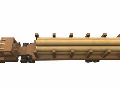 Wooden car toy truck and trailer 1 Free 3D model