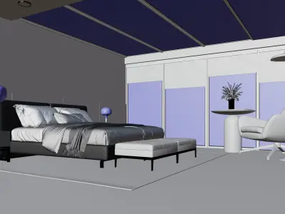 Photorealistic bedroom in native blend file by-VIZFROMBLENDER 3D model